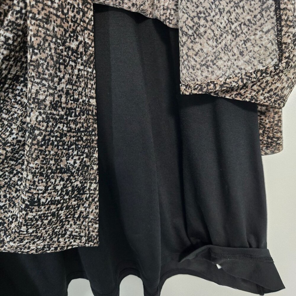 Catherines Size 2X Layered 3/4 Sleeve V-Neck Blouse Top Black Brown Women's - Picture 11 of 13